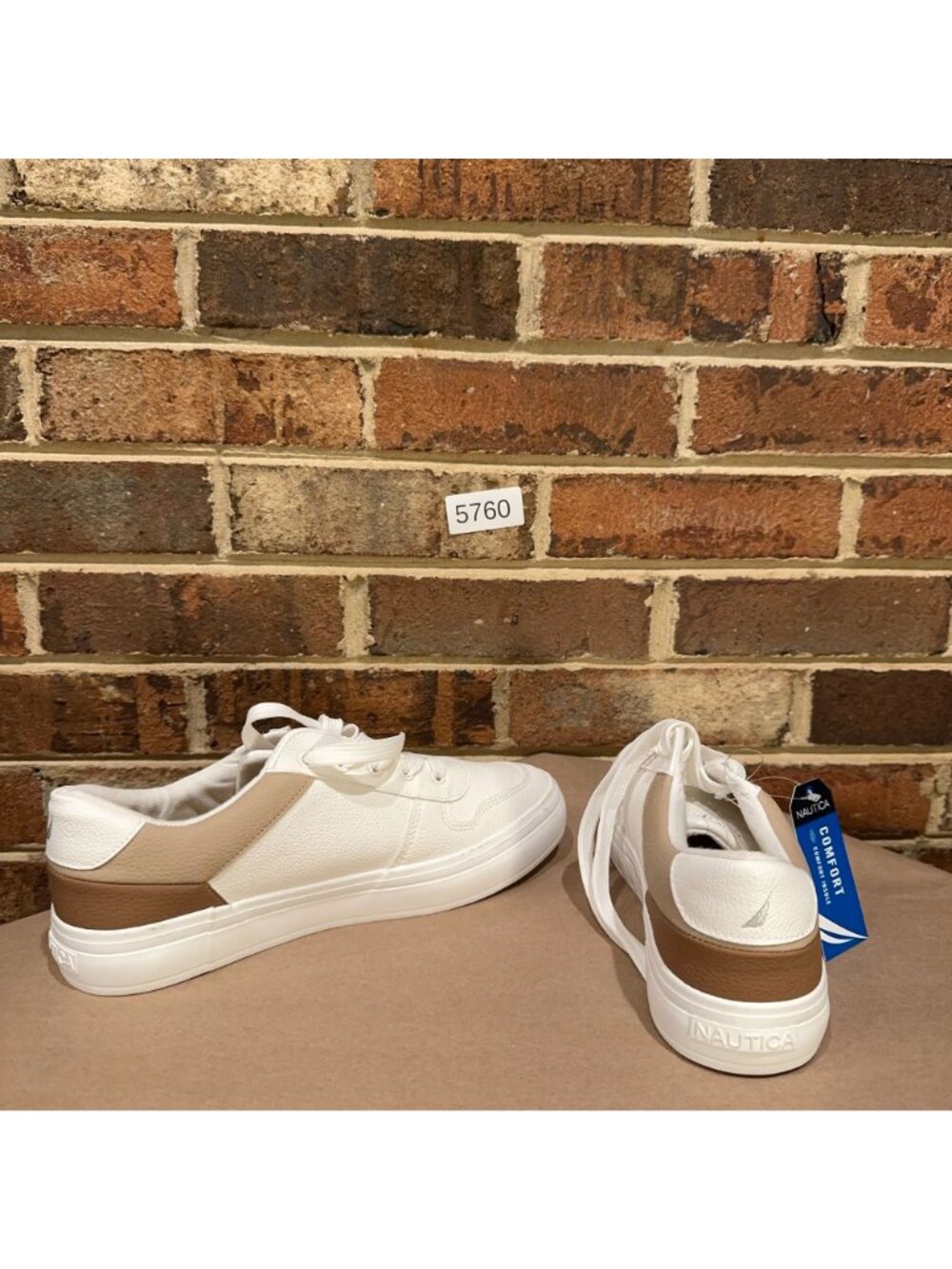 Nautica Grelle Womens Platform Sneakers Size 9.5 White Brown Lace Up Sneakers - Picture 11 of 11